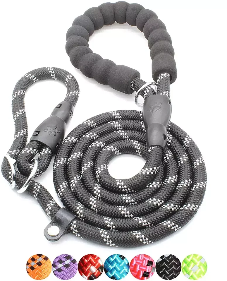 Collar Free High Reflective Nylon Dog Leash with Comfortable Padded Handle,Easily Adjustable,fit with Large,Medium Dog