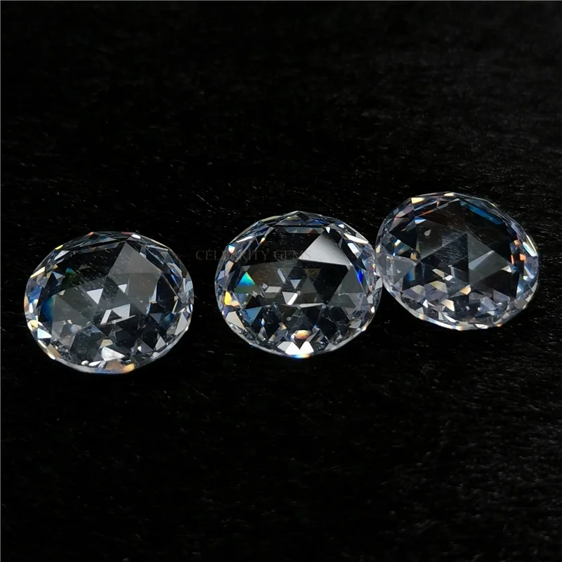 Factory Direct White Round Rose Cut Flat Back  3A Cubic Zirconia