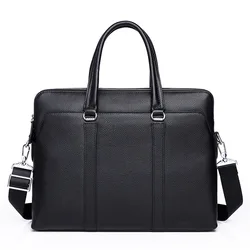 OEM Customized full grain cow leather in stock Mens Laptop Business Leather Big Capacity Messenger Briefcase Bags