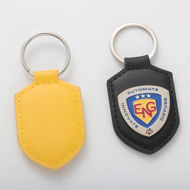 Custom Design Leather Keyring Pu Leather Keychain with 3D Badge Zinc Alloy Leather Key Holder Light Keychain ACE Custom Size