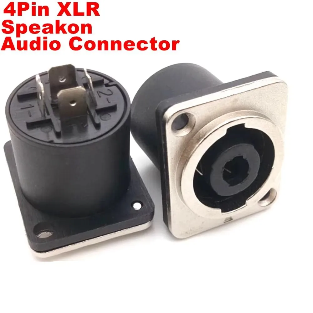 4Pin XLR Speakon Female Jack Cable Connector 4Pole Panel Mount Socket Audio Loudspeaker Converter Adapter PA Amplifier