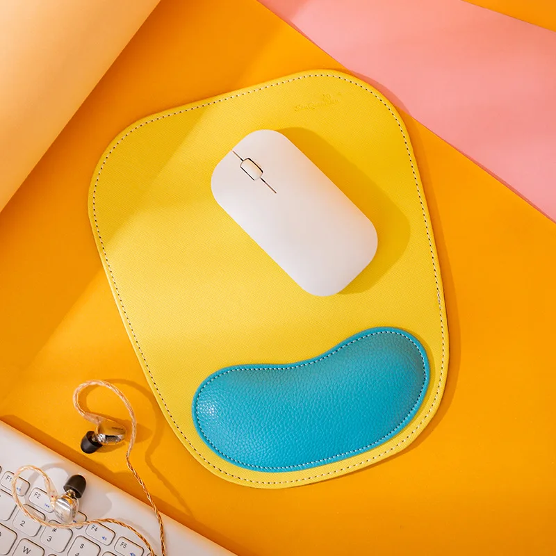 Personalized Custom Logo Waterproof PU Leather Mouse Pad Computer Desktop PU Wrist Mouse Pad For Laptop Office Gaming