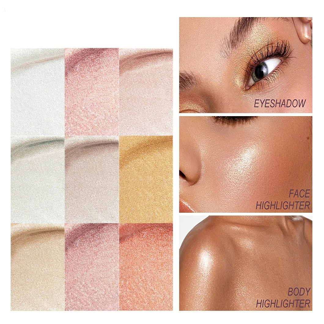 korean vegan make up face glitter highlighter powder pigment private label makeup body pressed powder highlighter palette