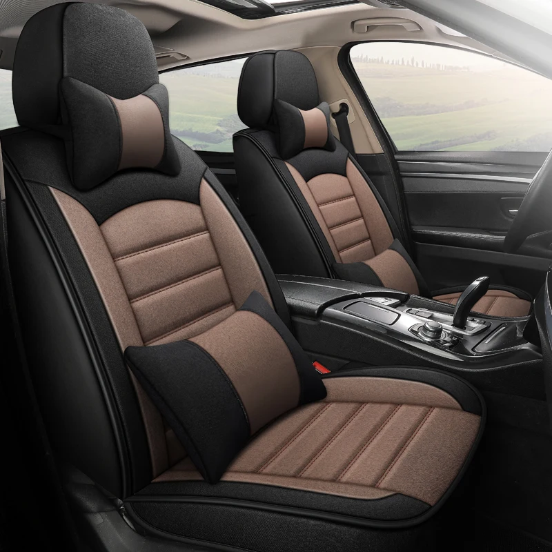 Polyester Car Seat Covers Faux Leatherette Automotive Vehicle Cushion Cover for 5 Passenger Cars & SUV Universal Fit Set