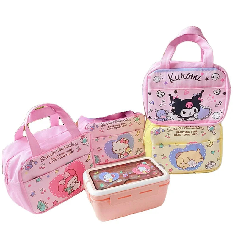 New Kawaii Sanrioed Cinnamoroll Kt Pochacco Anime Figure Lunch Bag Lunch Box Portable High Capacity Daily Necessities