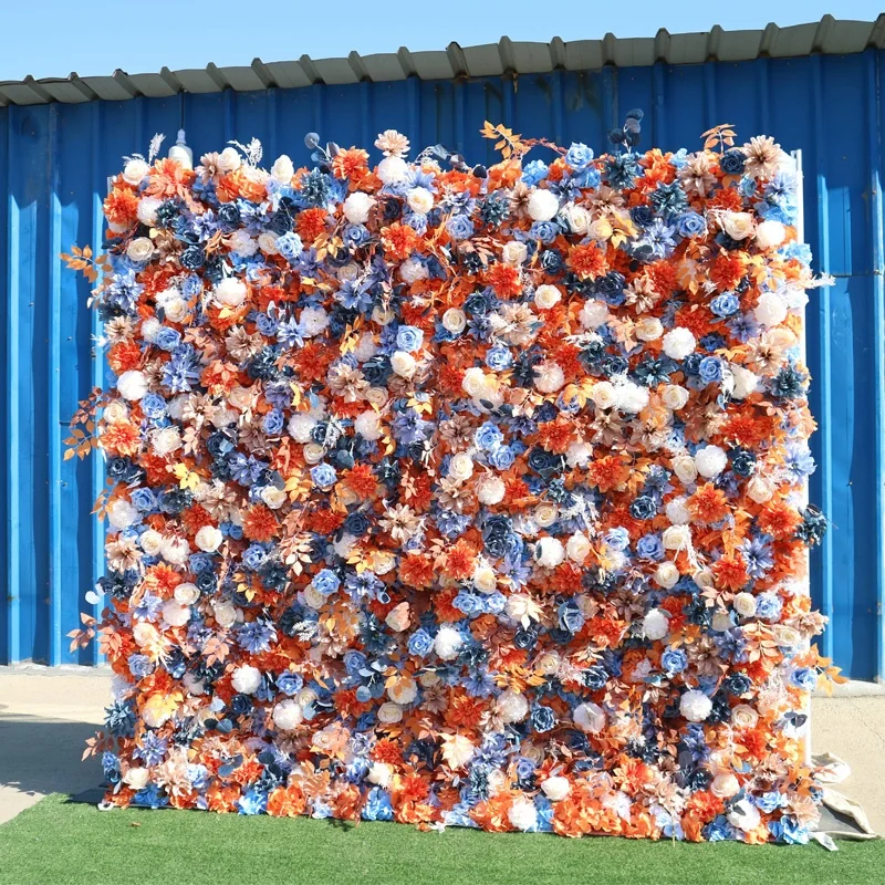 A-FW026 Artificial roll up flower wall panel backdrop 8ft x 8ft silk flower wall 3d 5d wall flowers for wedding decor