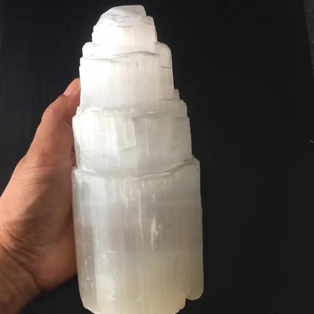Natural High Quality Selenite Crystal Selenite Wand Lamps Gypsum Crystal Tower Crystal Lamp for Decoration