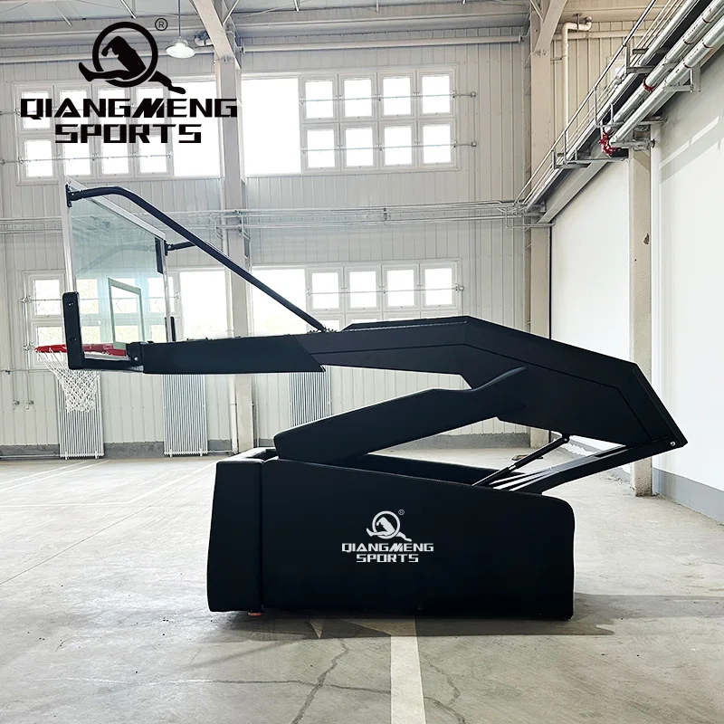 Caster Basketball Stand Foldable Hydraulic Basketball System FIBA Heavy Duty Professional Basketball Hoop 10 Feet