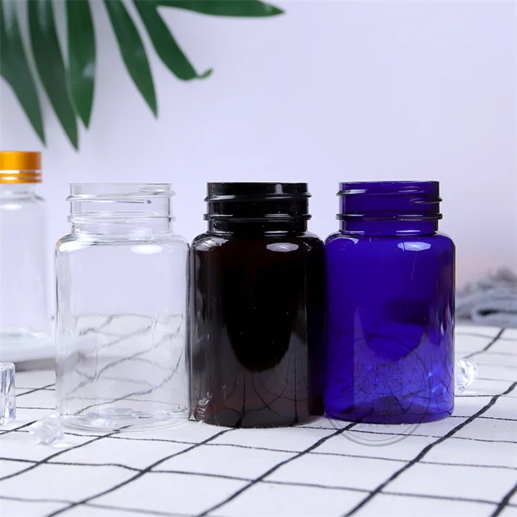 Wholesale 60ml 80ml 100ml Empty amber Plastic Medicine Capsule Pill Bottle
