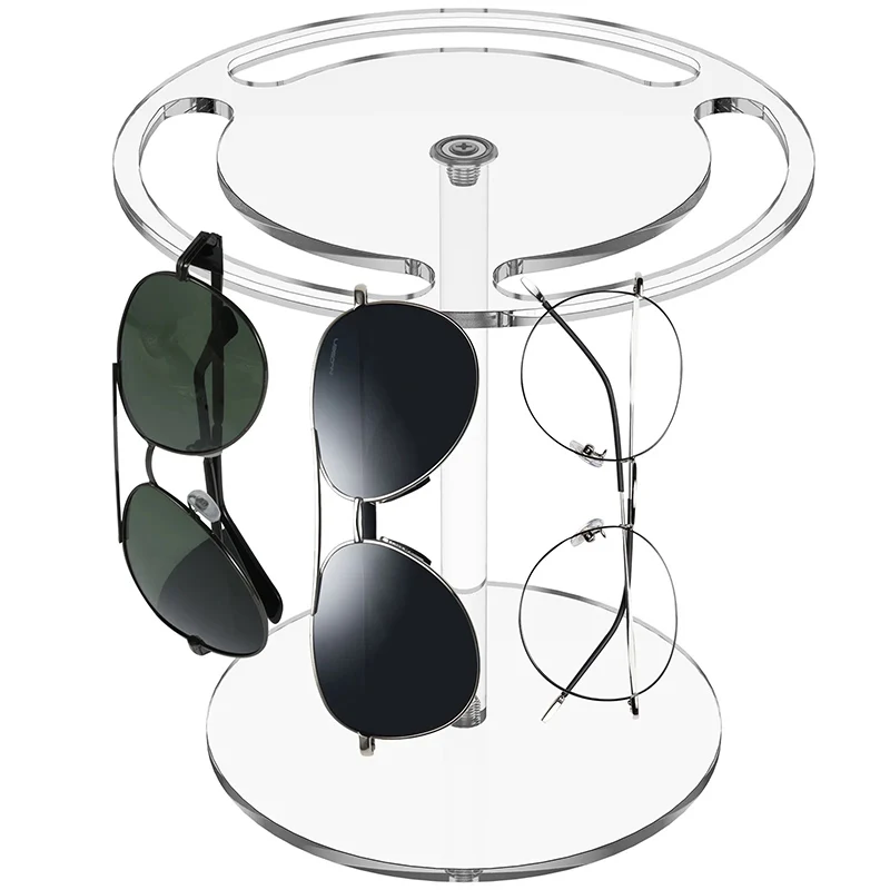 Clear Acrylic Sunglasses Holder Stand 360 Rotating Eyeglasses Display Rack Eyewear Organizer