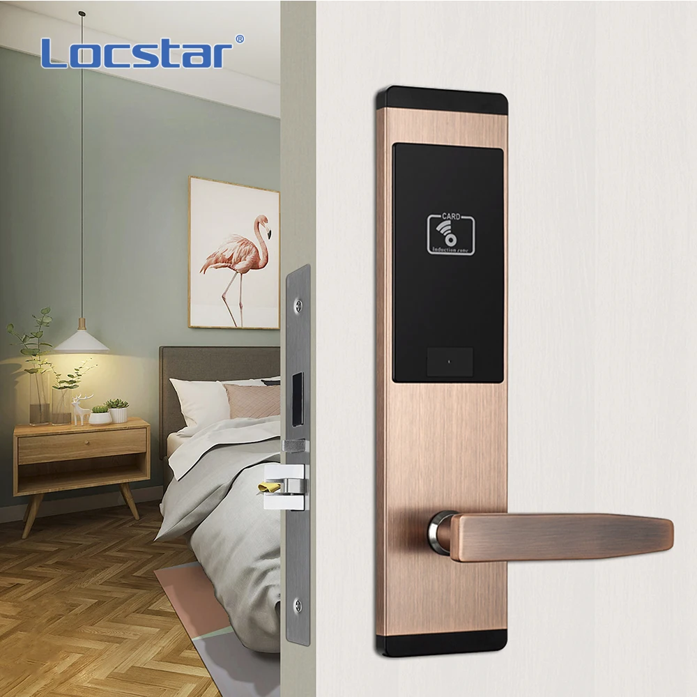 Locstar Security Waterproof Low voltage alarm Locks Key Card Rfid Locking SAAS System Hotel Door Lock