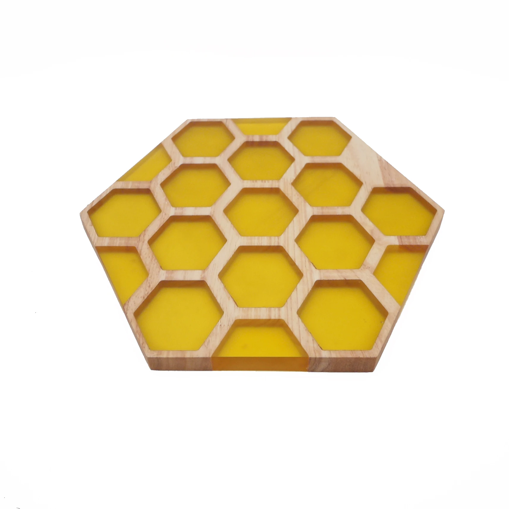 Home Decoration Hexagon Cheese Board Epoxy Resin Honeycomb Wooden Cutting Board