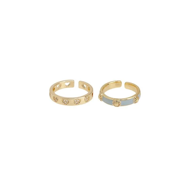 2024 New Arrival Dainty Rings Exquisite Brass Open Rings Adjustable Hollow Heart Rings For Women Girls