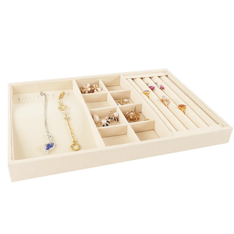 Bracelet Earring Storage Display Tray Rectangle Ring Display Plate Flannel Necklace Jewelry Tray