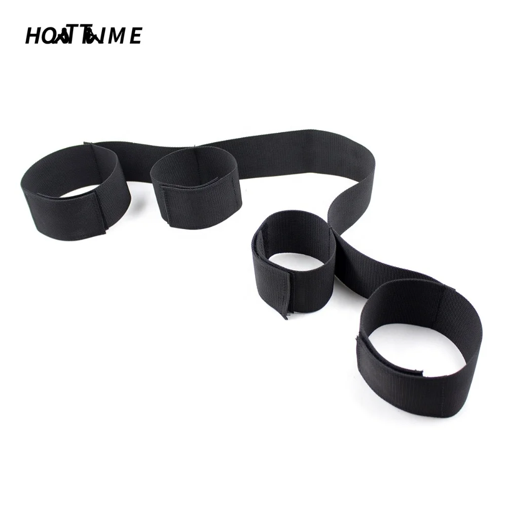 Nylon Bondage Sex Handcuffs Easy Toys Wrist&Ankle Bondage restraints The Back Strap-On Bondage Set restraint shackles