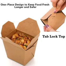 16oz 26oz 32oz Chinese Noodle Box Food Packaging Containers Take Away kraft White Rice Box Paper Noodle Box