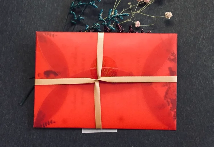 Custom Printed Designer Card Wedding Invitation Card With Transparent Color Vellum Paper Envelope