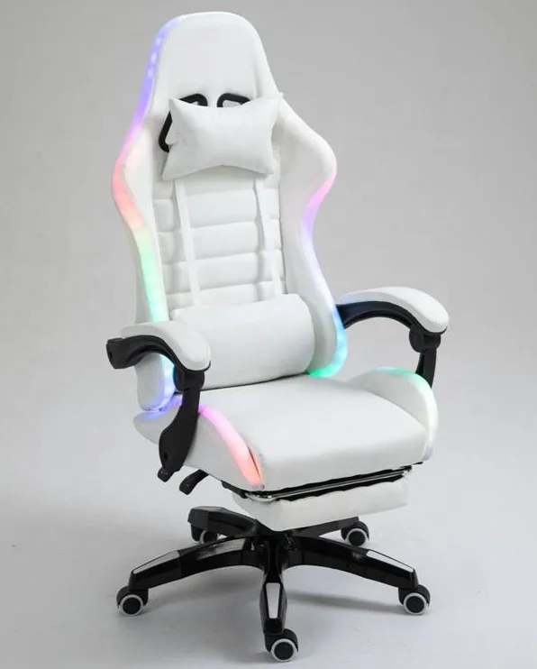 Pink led rgb computer PC game chair gaming pu leather silla gamer massage racing gaming chair with lights and speakers