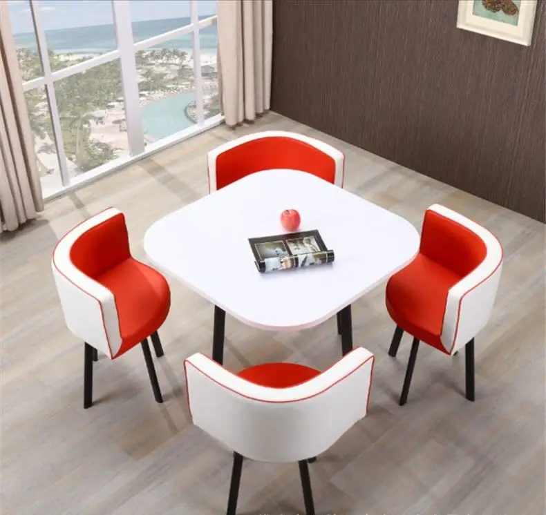Customize color modern Nordic restaurant dining furniture negotiation table and chair set for selling