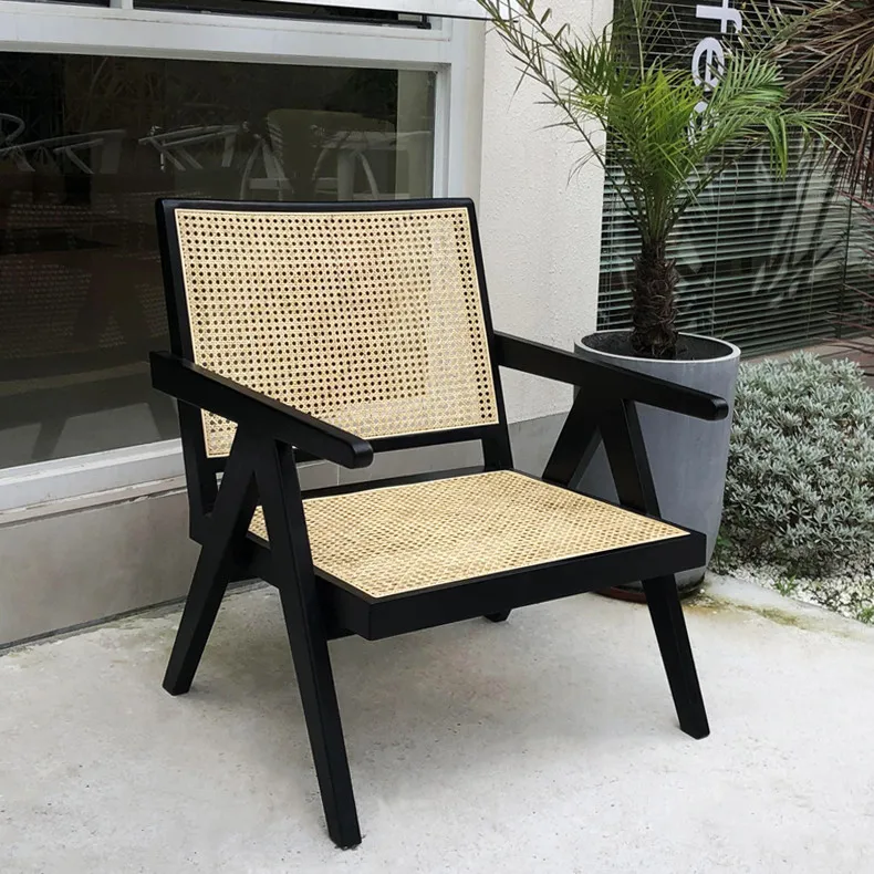 Dreamhause Recliner Nordic Balcony Home Leisure Chair Bedroom Lazy Sofa Chairs Wood Rattan Chairs