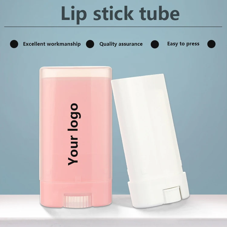 15g transparent oval luxury balm plastic cosmetic printing empty lipstick tube