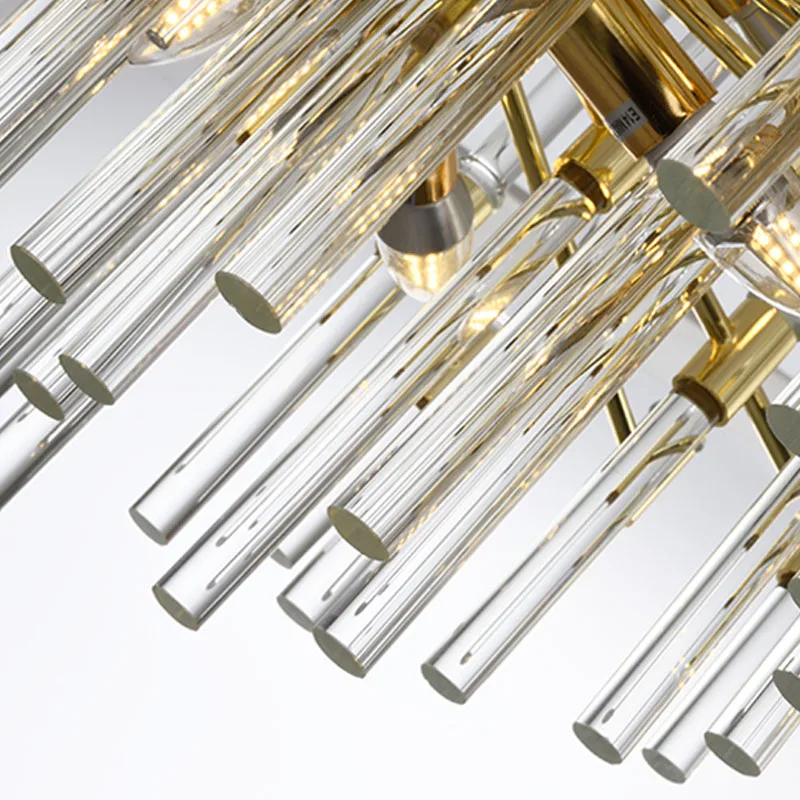 Luxury Crystal Rectangle Chandelier Lighting Hanging Lamp Home Decor Hotel Pendant Kitchen Light Room Dining Modern Restaurant