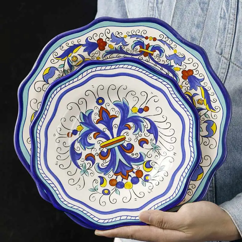 Горячая синяя посуда наборы посуды посуда + наборы посуда блюда керамические тарелки Ресторан Ланчбокс фарфоровый обеденный набор