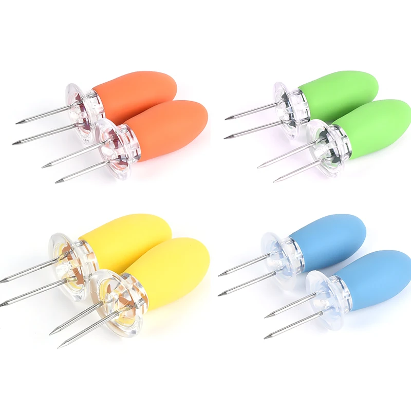 Factory Direct 8 Pack Corn on The Cob Holders,Sweetcorn Double Fork Corn Skewers BBQ Stainless Steel Corn Holders Set