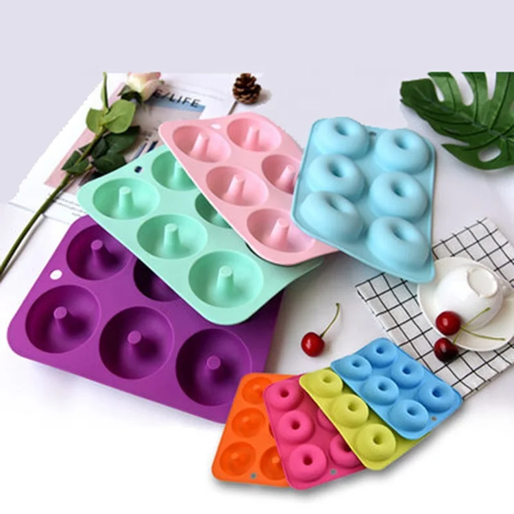 Лидер продаж, силиконовая круглая форма для торта с 6 отверстиями, форма для шоколадного торта в виде пончика, противень для выпечки, силиконовая форма для пончика