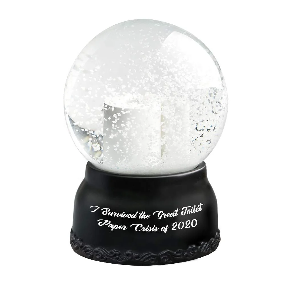 Resin Snowball Funny Toilet Paper music Snowball I Survived The Great Toilet Paper Crisis 2020 Cute Crystal Clear Glass Snowball