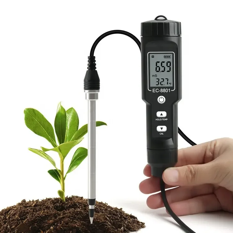 Digital EC temperature meter soil meter for Garden Farm 2in 1 soil EC meter with cable Big Screen EC Soil Meter