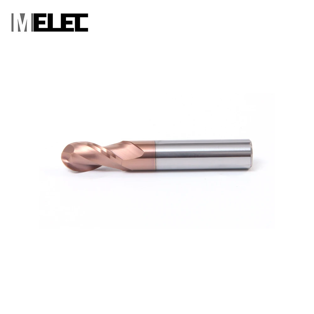 MELEC cnc  tools tungsten steel material straight shank solid carbide 2 flutes carbide ball nose milling cutter