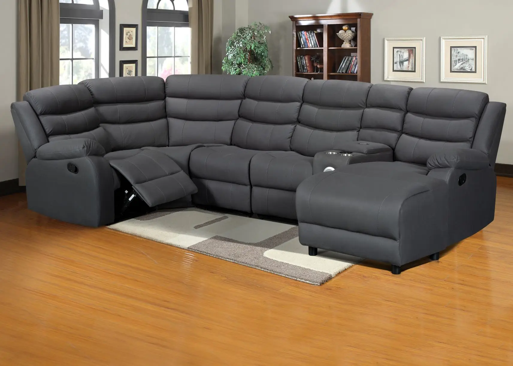 CY Factory Direct Price Air Leather Manual Living Room section Manual Recliner Sofa Set