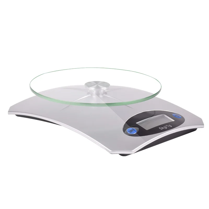 OEM 4mm Tempered Glass Kitchen Scales Household Silver 5kg LCD Weight Scale for Food