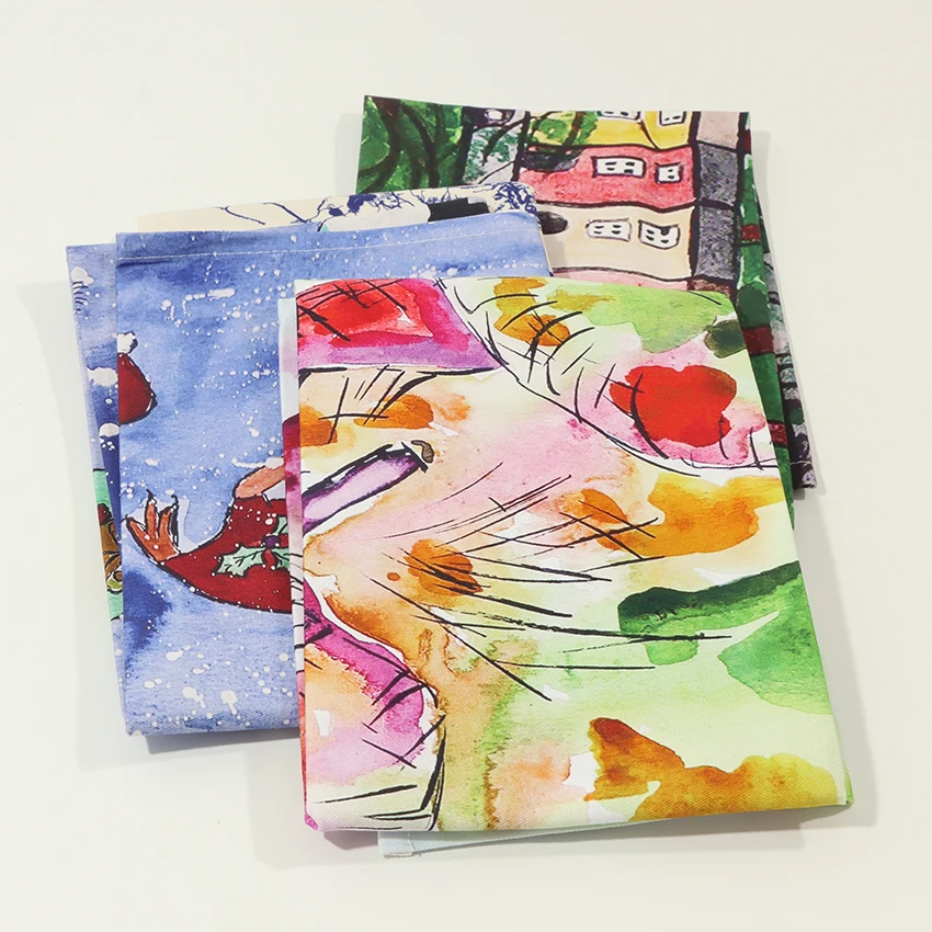 Hoshom Wholesale Dish Cloths Linen Souvenir Tea Towel Kitchen Christmas Tea Towels Customize Print