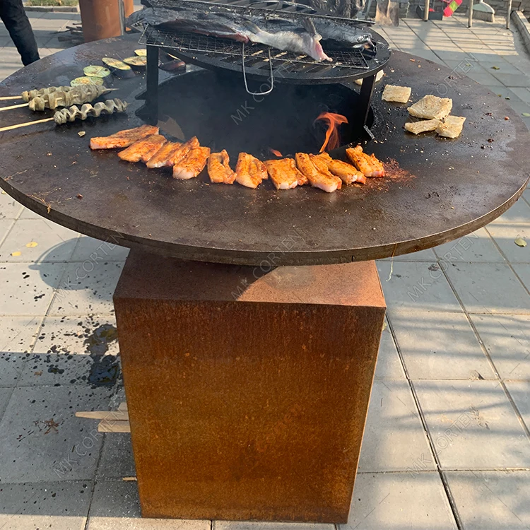 Bbq Corten Steel Hemisphere/half Ball Fire Pit With Grillring