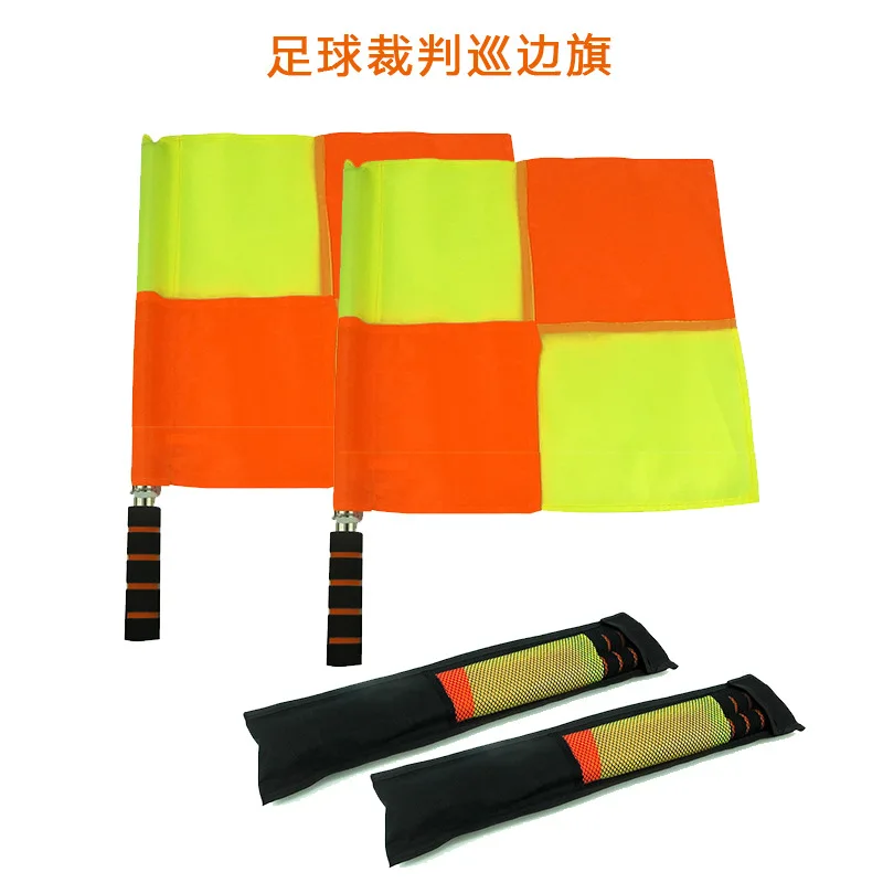 Wholesale Soccer Referee Flag Set, Match Football Linesman Flags,Training Sports Flags with Sponge Handle Stainless Steel Pole
