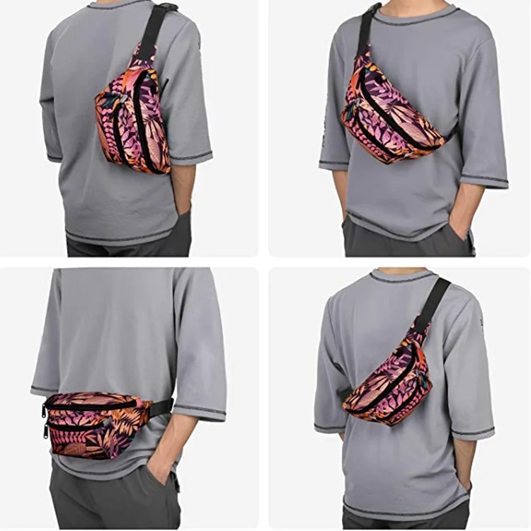 BSCI Auchan Carrefour FSC GRS certificated 600d polyester waist bags for men fanny pack gym bag