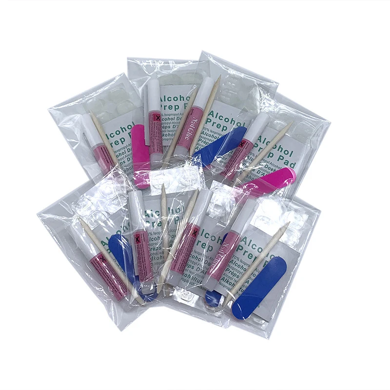 Wholesale Fake Nails Tool Kit Materials Jelly Glue Mini Nail File Alcohol Cotton Nail Art Set