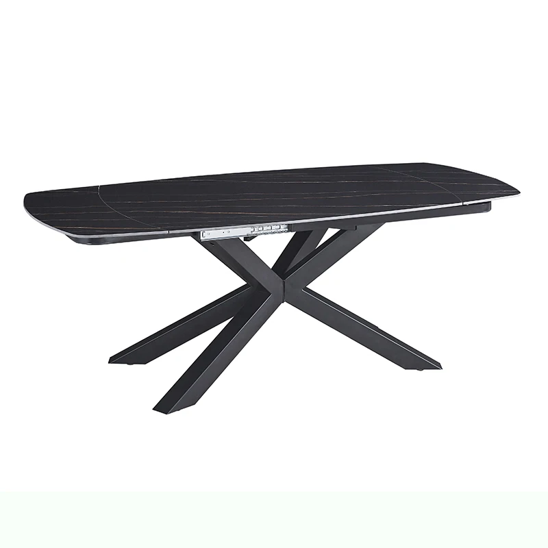 Modern Expandable Dining Room Table Set Retractable Kitchen Furniture Concrete Sintered Stone Marble Top Extendable Dining Table
