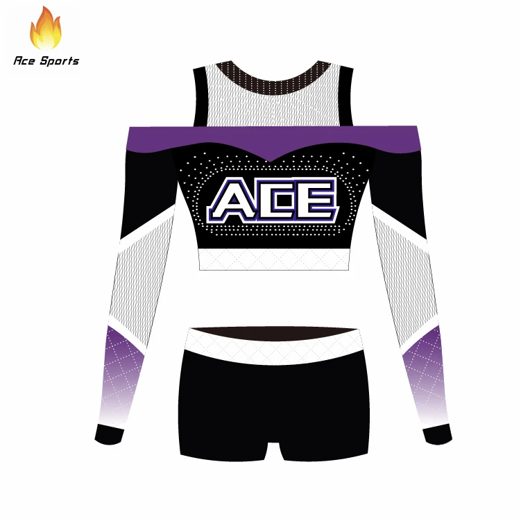Ace Sports Hot Sale New Design Cheerleading Uniforms Free Design Cheer Outfits With Rhinestone Girls Performance Wear