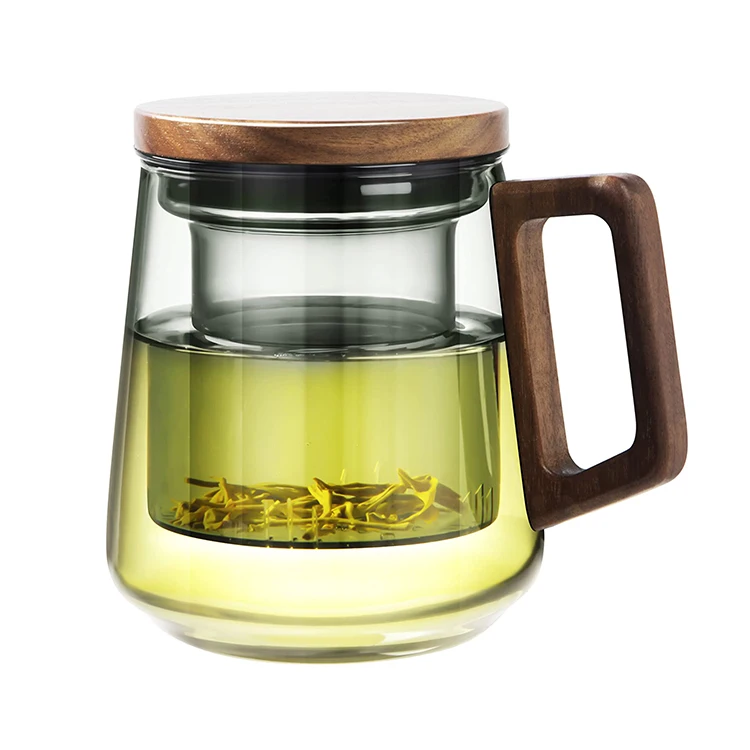 Factory Modern High Borosilicat Glass Tea Cup With Infuser And Lid