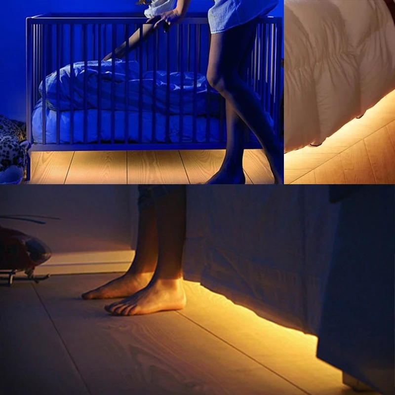 
Under bed light PIR motion sensor led strip light battery powered 230v warm white led strip 