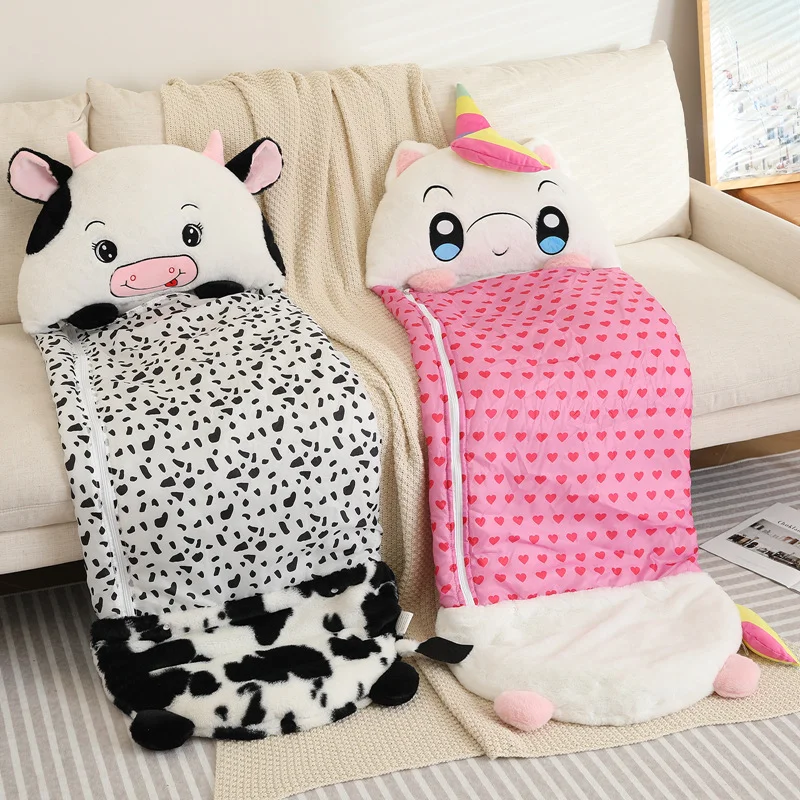 2 IN 1 Animal Sleeping Sacks Boys Girls Plush Doll Pillow Animal Sleeping Bag For Children