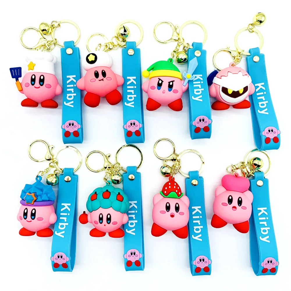 2022 new arrivals key chains cute kirbi silicon anime keychain cartoon rubber key chains  wristlet keychain pendant for bag car