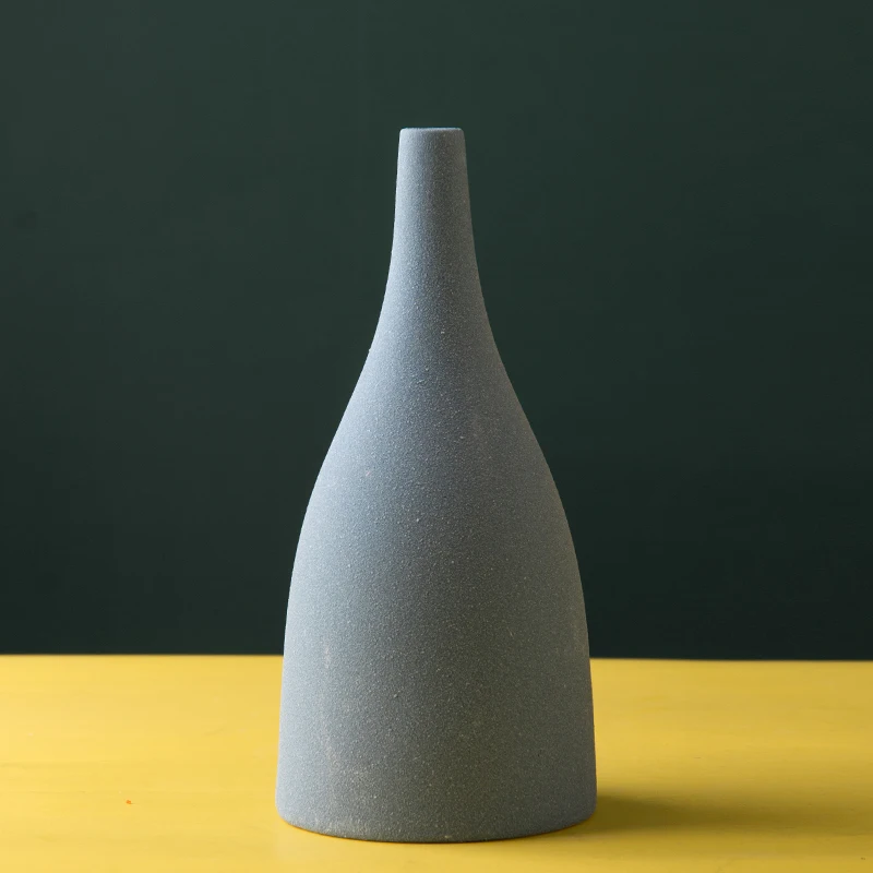 New Arrival Handmade Porcelain Morandi Pink Green Blue Grey Vases Ins Simple Ceramic Matte Flower Vase Ceramic