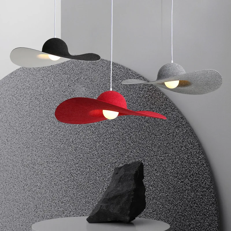 Minimalist LED Pendant Light For Clothing Store Window Bedroom Creative Chandelier Fashion Straw Hat Hanging Lamp