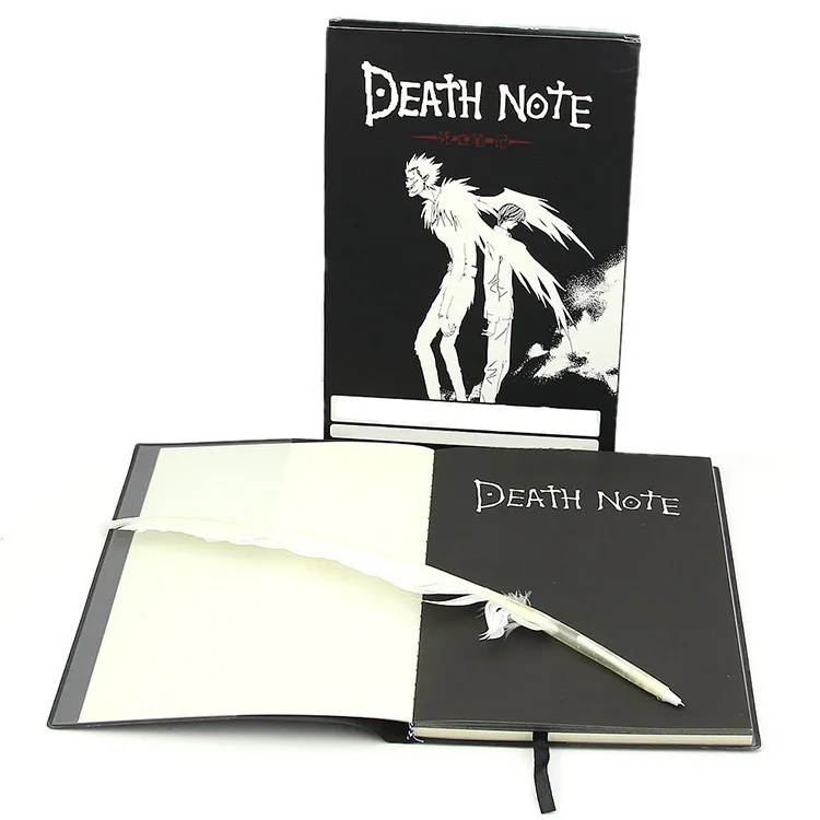 Wholesale Anime School Notebooks Pu Cover Death Notebook Mangas With Quill Pen And Death Necklace Custom Black Journal