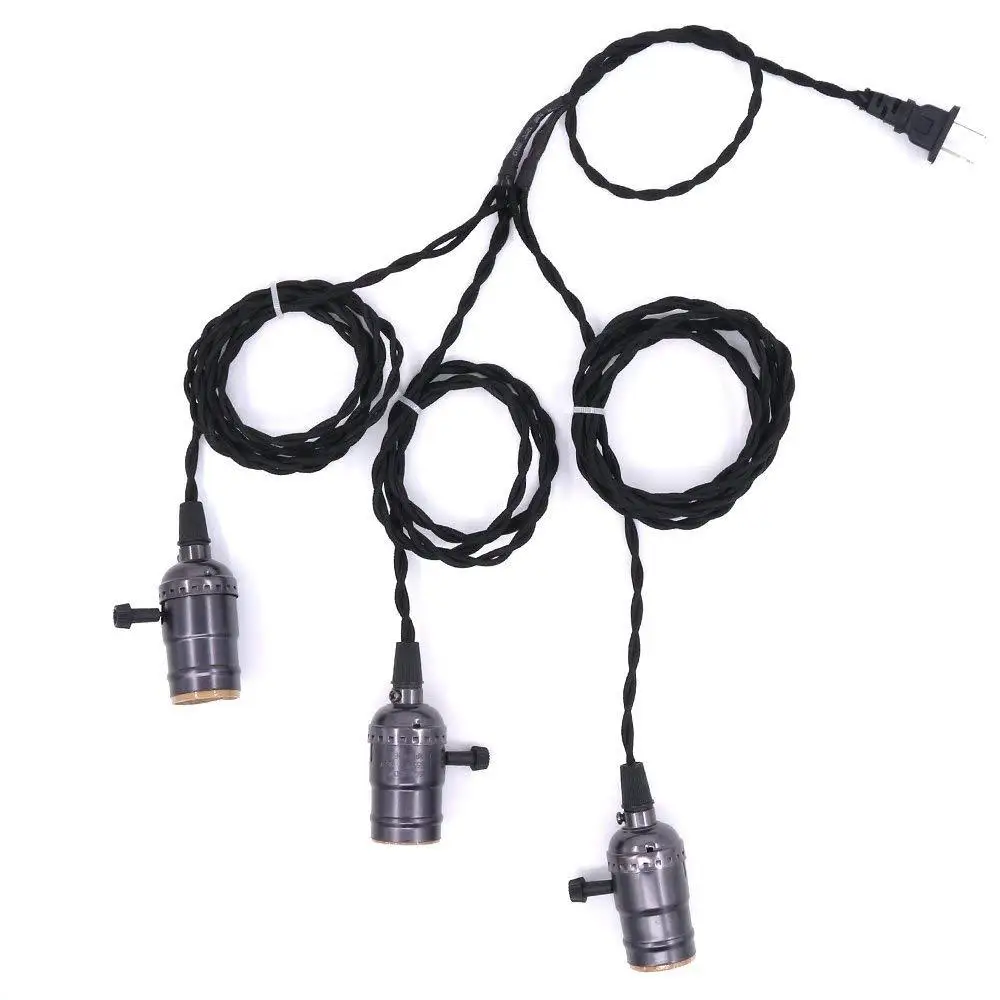 
Dongguan Hi quality E26/E27 EU or US 3-head hemp linen string lamp with 110V~250V 