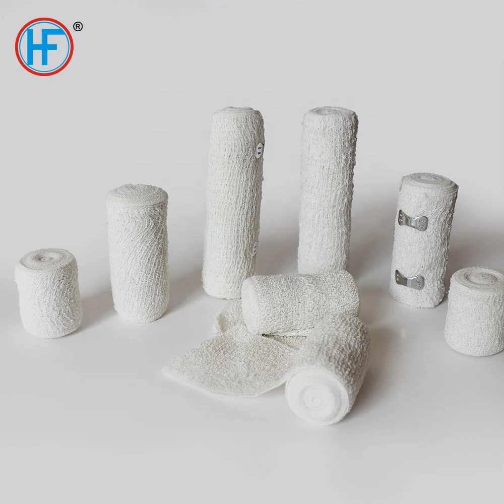 Factory Direct Medical Stretchy Natural Color Elastolite  Cotton Crepe Bandage with metal clips